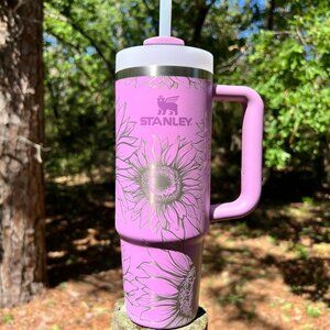 Engraved Sunflower 30oz Stanley Tumbler
